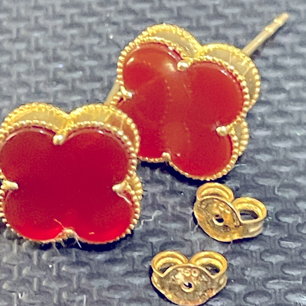 red clover earings 18k gold